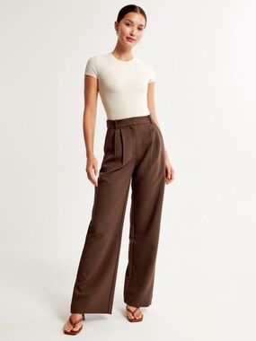 NWT Size 24S Abercrombie & Fitch Sloane Wide Leg Pants in Dark Brown